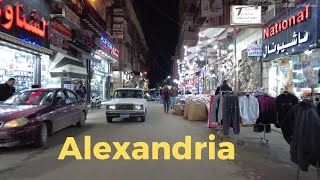 Alexandria Egypt Downtown Night Time Walking Tour [upl. by Ydnar]