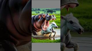 Hippo attack on a baby horse horse hippo animals rescueanimals animalbattle babyanimal shorts [upl. by Genisia117]