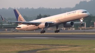 United Airlines N75853 757300 Takeoff Portland Airport PDX [upl. by Atinaj]