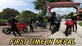 Crossing IndiaNepal Border with loud Exhaust  z900 and Ducati v4s [upl. by Yrelbmik526]