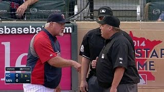 KCMIN Gardenhire ejected after arguing strike call [upl. by Lebana]