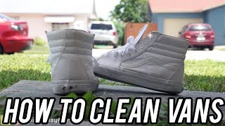 HOW TO CLEAN WHITE VANS SK8 HI SHOES ❄️ [upl. by Thelma442]