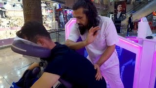 MASSAGE THERAPHY ON CHAIR Turkish Asmr Head amp Back Massage [upl. by Fokos]