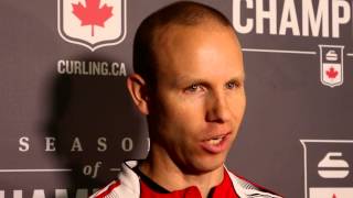 2015 Tim Hortons Brier  Draw 14 Media Scrum [upl. by Tedric255]