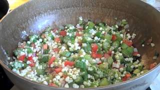 Soul Food  Okra Succotash  Okra Corn Tomatoes and Shrimp [upl. by Alliuqal]