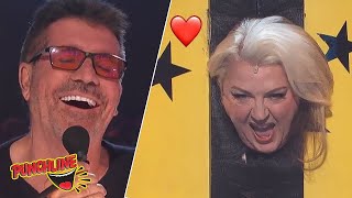 HILARIOUS Magician Flirts With Simon Cowell On AGT [upl. by Dore]