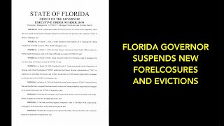 Florida Governor Suspends NEW foreclosures and evictions executive order 2094 April 2 2020 [upl. by Acherman779]