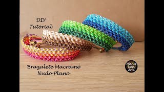 Cómo Hacer Brazalete Macramé Nudo Plano Fácil Paso a PasoHow to make Macrame Cuff Flat Knot Easy [upl. by Marquez]