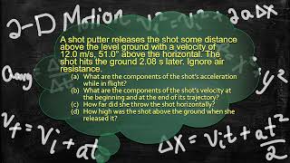 Physics Problem Two Dimensional 2D Motion  Projectile Motion  Shot Putter [upl. by Sheff]