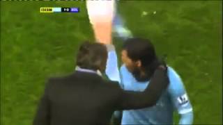 Angry Tevez protests his substitution with Mancini [upl. by Amlas]