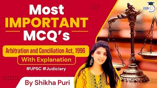 Most Important MCQ’s of Arbitration and Conciliation Act 1996  Judiciary [upl. by Yrrat]