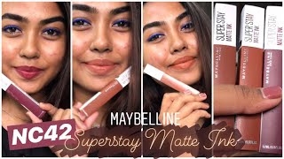 MAYBELLINE SUPERSTAY MATTE INK LIPSTICKS ON DUSKY SKIN  SWATCHES AND REVIEW  NUDE LIPSTICKS [upl. by Yht]