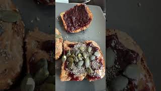 Keto Protein Bread Raw Almond Butter Sugar Free Jelly Raw Pumpkin Seeds Raw Chia Seeds vegan [upl. by Godderd584]