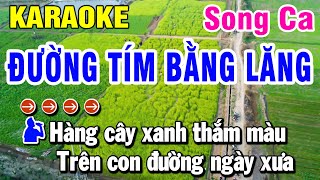 Karaoke Đường Tìm Bằng Lăng Nhạc Sống Song Ca  Huỳnh Lê [upl. by Aimej]