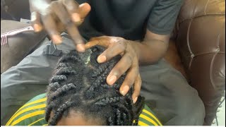 Head Massage  Hair Growth Treatment in between my sister Braids ASMR  Natural Sounds  No Talking [upl. by Shaina]