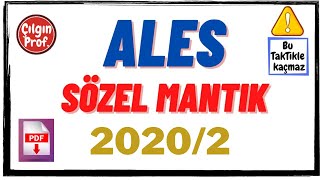 2020 ALES Sözel Mantık Soru Çözümleri DersLiman  2020 ALES 2 Sözel Mantık Çözümleri PDF [upl. by Shirk]