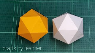 How to make an Icosahedron  math 3D Model วิธีทำโมเดลคณิตศาสตร์ 3 มิติ ด้วยกระดาษ A4 ครูหญิง [upl. by Nodle]