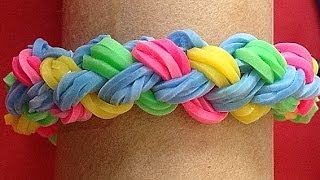 Pulsera de gomitas o ligas doble trenza Rainbow loom bracelet [upl. by Dafna428]