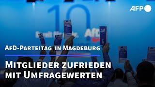 AfDBundesparteitag Parteimitglieder zufrieden mit Umfragewerten  AFP [upl. by Vassili820]