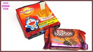 Bourbon Biscuit amp Sunfeast Biscuit doraemon gift daily Review [upl. by Wilinski]