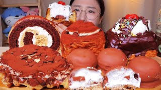 초콜릿 티라미수🍫 터녹스 티케이크 롤케이크 페스츄리 누텔라 크로플 디저트 먹방 Dessert Mukbang [upl. by Roque]