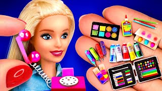 45 MINIATURE BARBIE IDEAS  DIY BARBIE MAKEUP DOLLHOUSE MINI STUFF FOR DOLL  BIG COLLECTION [upl. by Marcelia]