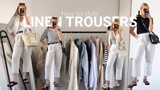 HOW TO STYLE LINEN TROUSERS FOR SUMMER 2023  WAYS TO WEAR LINEN TROUSERS  8 OUTFIT IDEAS [upl. by Celia]