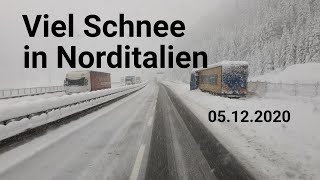 Schneechaos in Norditalien 051220  Mit dem LKW von Sterzing bis Österreich  Brennerautobahn [upl. by Magree]