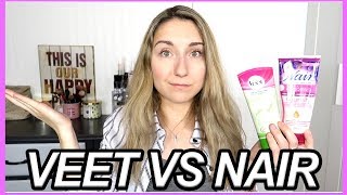 DRUGSTORE LEG AND BODY HAIR REMOVAL CREAM REVIEW  DEMO VEET VS NAIR [upl. by Burrill]