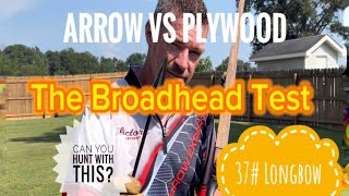 The Broadhead Test 37 Longbow VS Plywood  Is It Enough For Hunting [upl. by Ahsienak]