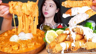 ASMR MUKBANG  💣 새우폭탄 💣 불닭크림파스타🔥 통통바삭 왕새우튀김 먹방 Spicy Shrimp Cream Pasta amp Crispy Fried Shrimps [upl. by Croydon]