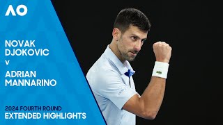 Novak Djokovic v Adrian Mannarino Extended Highlights  Australian Open 2024 Fourth Round [upl. by Perla]