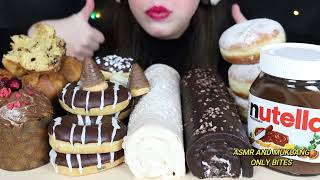 Hazelnut Crush ASMR  DONUTS ROLLS PANETTONE NUTELLA ONLY BITES [upl. by Neerahs337]