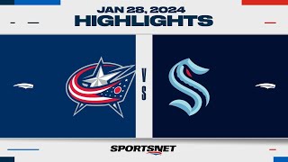 NHL Highlights  Blue Jackets vs Kraken  January 28 2024 [upl. by Amikehs]