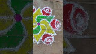 Rose kolam rice flour colourful pullikolam [upl. by Diamante]