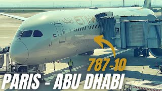 TRIP REPORT  Etihad Airways Economy Class  Paris CDG to Abu Dhabi AUH  Boeing 78710 [upl. by Trescha]