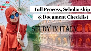 Study in Italy full process scholarship amp Document Checklist 🇮🇹 [upl. by Kentiga]