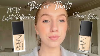 NEW NARS Light Reflecting Foundation vs NARS Sheer Glow ✨  Side by Side Comparison  Wear Test [upl. by Minier]