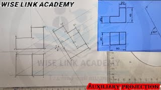 Auxiliary projection engineering drawing auxiliary view [upl. by Harbed]