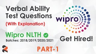 Verbal Aptitude Part 1  Wipro NLTH WITH EXPLANATION [upl. by Helm417]