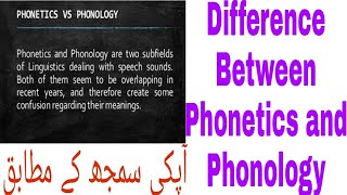 Difference between Phonetics and Phonology  In urdu and Hindi [upl. by Abbie401]