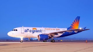 Taking off from Stockton Metropolitan Airport in an Allegiant A319 [upl. by Anahsak]