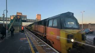 Class 70 Colas Rail Freight Passing Through Chippenham Station class70 [upl. by Ahtelrac]