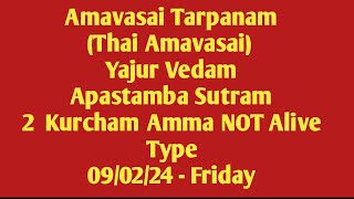 Amavasai Tarpanam Thai Amavasai Yajur Vedam Apastamba Sutram 2 Kurcham Amma NOT Alive 090224 Fri [upl. by Calbert]