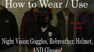 GTA V Online  How to wear a BPHelmet Night Vision Rebreather amp Glasses EZ Method PS4ampXB1 [upl. by Einittirb42]