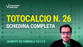 Schedina Totocalcio N 26 con 3 Jackpot Pronostici Tutte le Partite [upl. by Jeannine982]