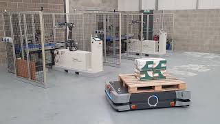 Reeco Automation  HD1500 AMR Pallet Mover x RB1200 Palletiser [upl. by Amora580]