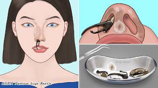 ASMR Removal Nose Piercing amp Maggot infected Nose Animation [upl. by Mahmud]