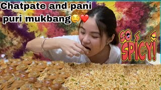 Eating spicy chatpate and pani puri mukbang 🤤❤️ [upl. by Amre521]