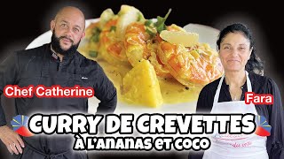 CURRY DE CREVETTES A LANANAS ET LAIT DE COCO AU FEU DE BOIS feat LE CHEF CATHERINE 🥥🦐 [upl. by Bel]